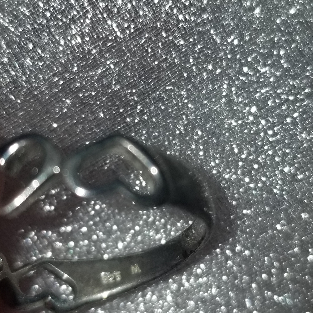 Sterling Silver Rhinestone Tiny Hearts Ring - image 4